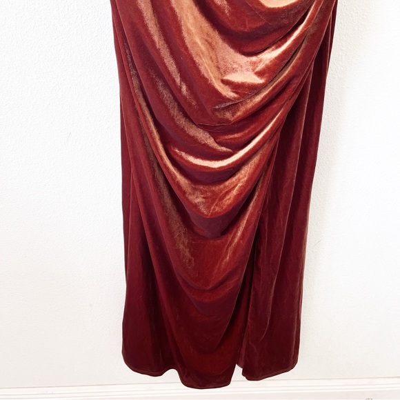 Revelry Sky Velvet Bridesmaid Maxi Dress in Terracotta - Picture 4 of 11
